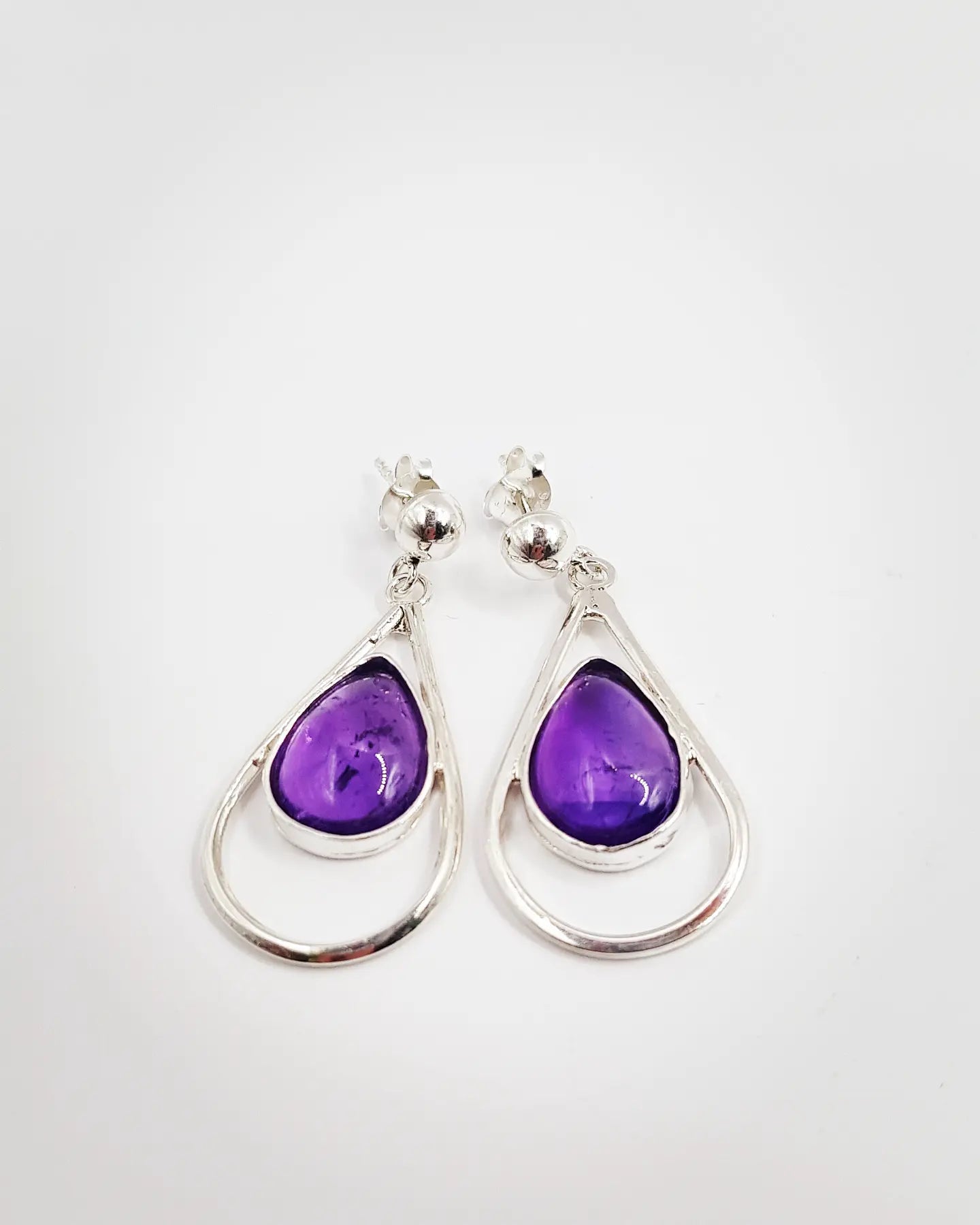 Ametist Taşlı Drop Küpe Takımı