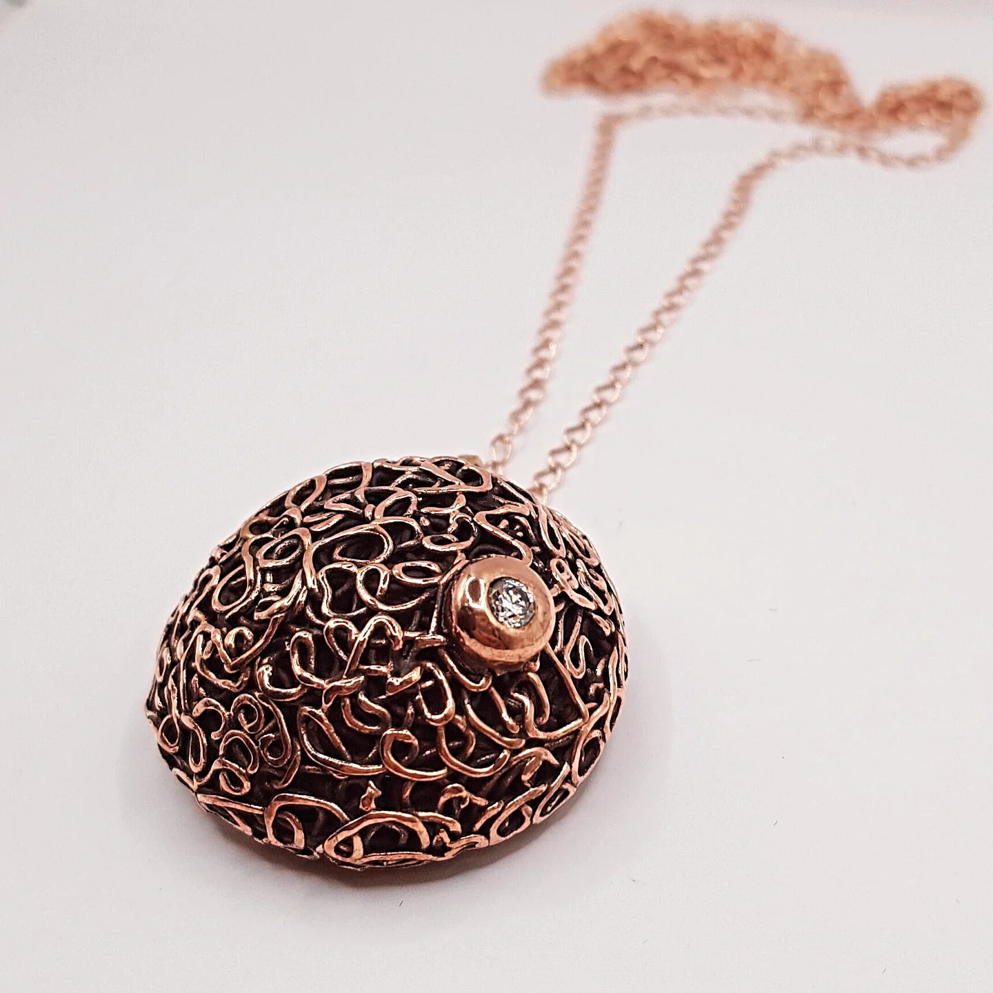 köstebek kolye - rose kaplama bakır kolye zirkon taşlı