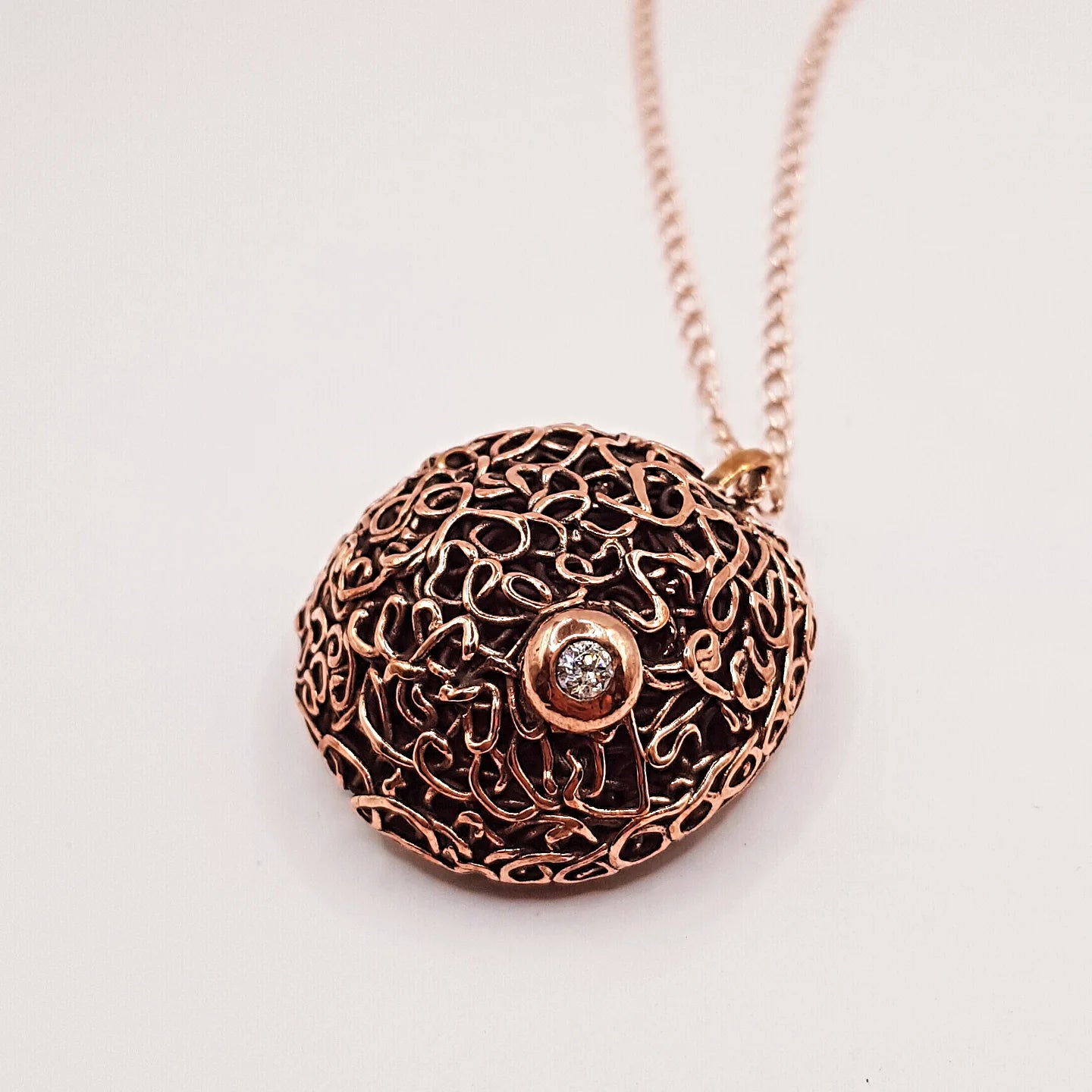 köstebek kolye - rose kaplama bakır kolye zirkon taşlı
