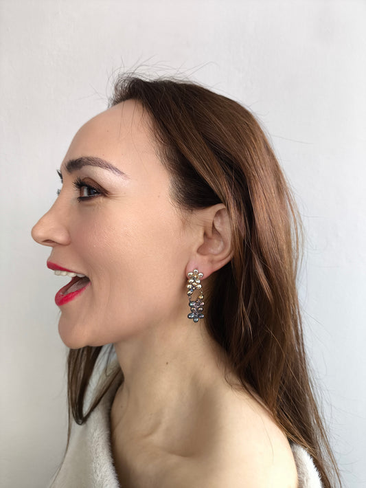 bahar küpe takımı – çiçekli oksitli gökkuşağı tasarım