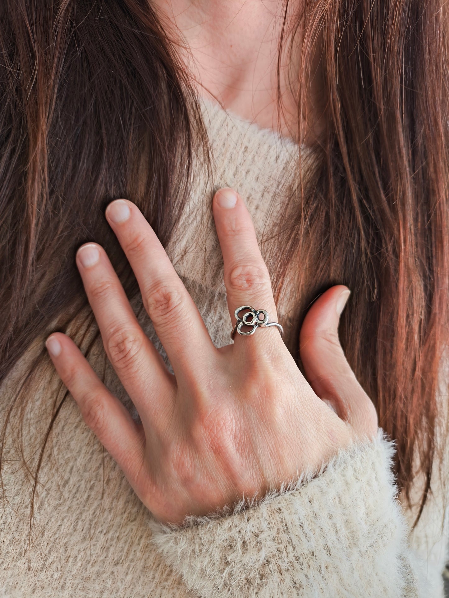 3 Yapraklı Ajurlu Çiçek Yüzük I