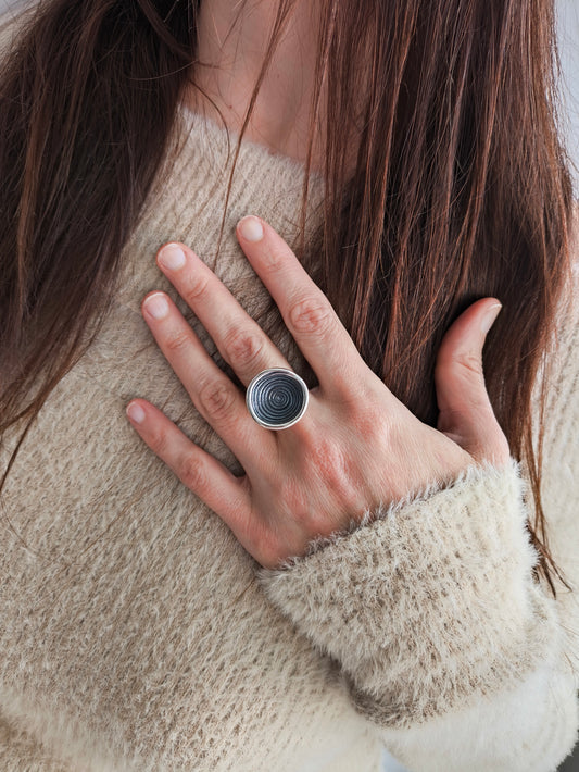 Girdap Yüzük | Ruhsal Temizlik ve Yeniden Doğuşun Simgesi | El Yapımı Gümüş Takı