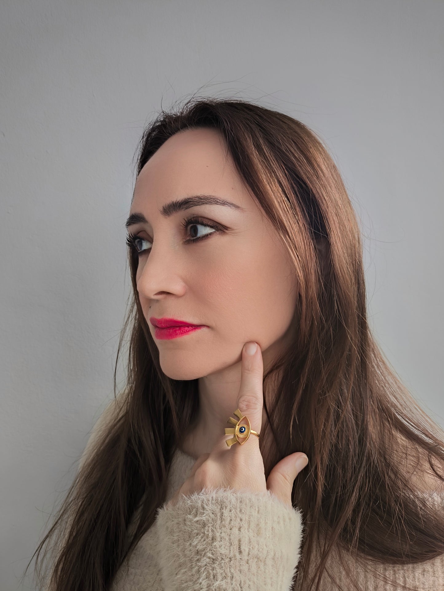 gönül gözü yüzük - mevlana ilhamlı altın kaplama soğuk mine gümüş takı