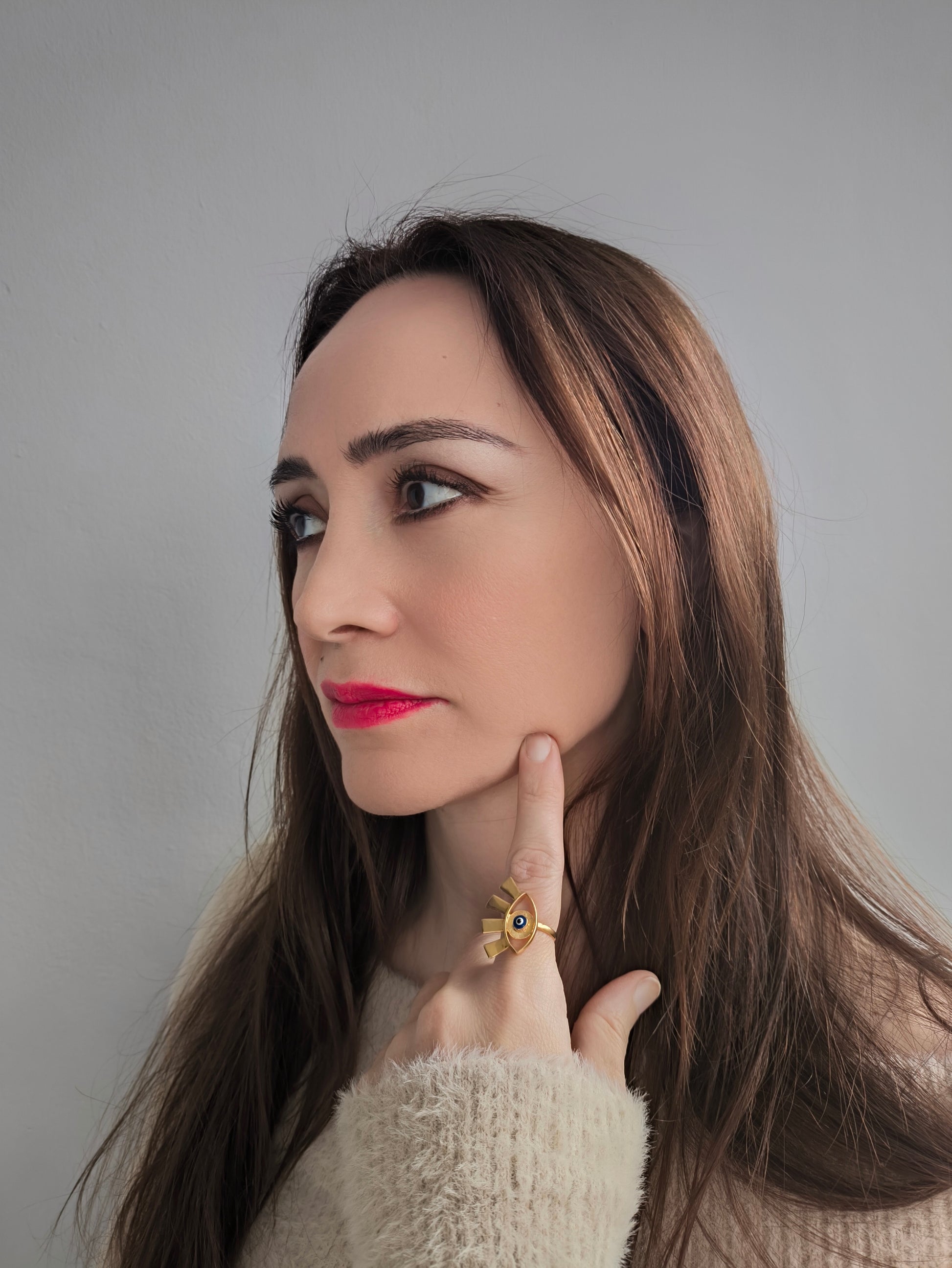 gönül gözü yüzük - mevlana ilhamlı altın kaplama soğuk mine gümüş takı