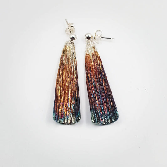 Su İzi | Büyük Boy| Gökkuşağı, Gümüş ve Altın Dokunuşlu | Doğadan İlham Alan Tasarım Küpe