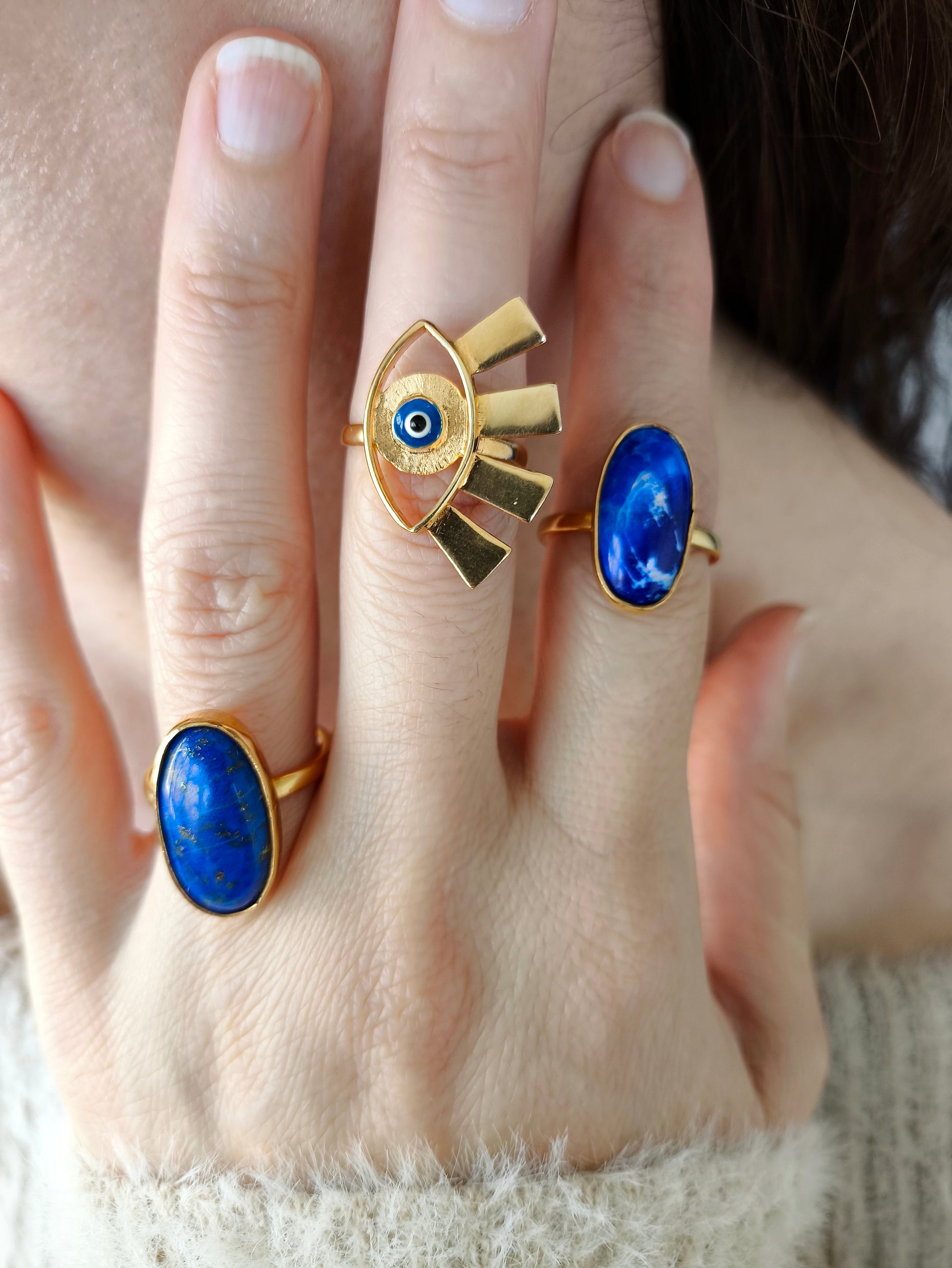 gönül gözü yüzük - mevlana ilhamlı altın kaplama soğuk mine gümüş takı