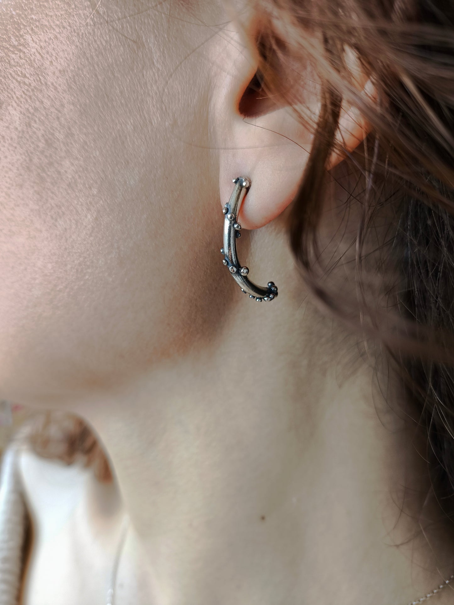 yarım tanem küpe takımı - anlamlı el yapımı gümüş küpe