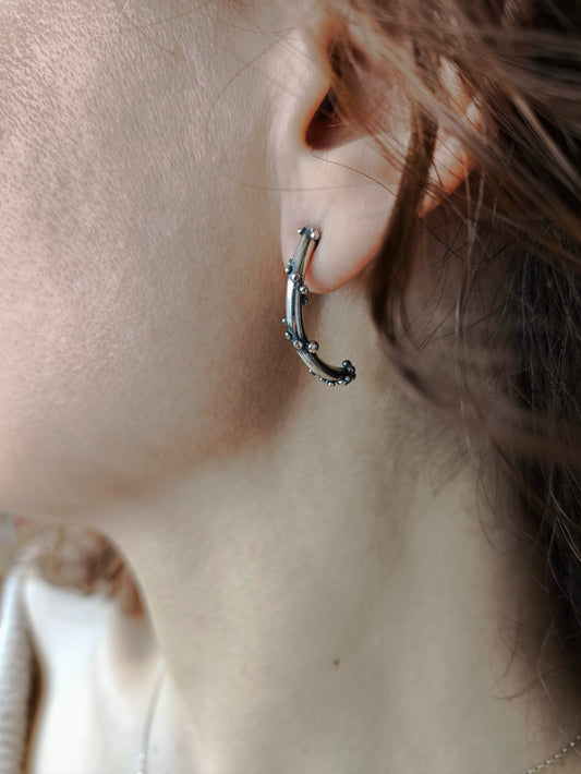 yarım tanem küpe takımı - anlamlı el yapımı gümüş küpe