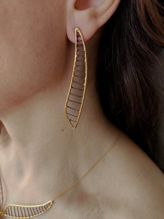 gümüş benzersiz küpe takımı - DNA ilhamlı tasarım