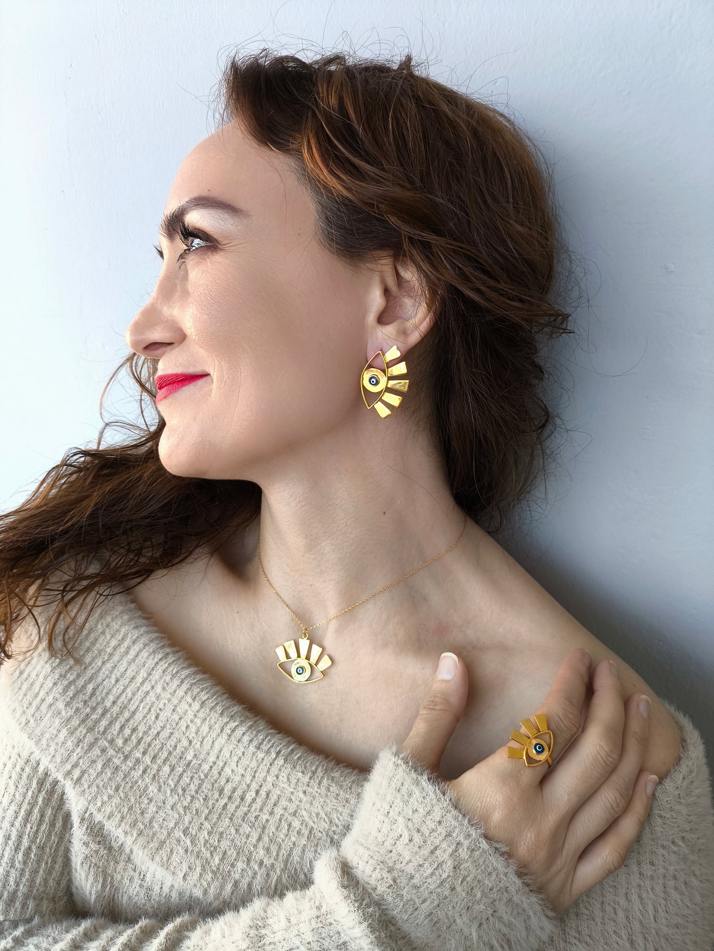 gönül gözü kolye - mevlana ilhamlı soğuk mine altın kaplama gümüş takı