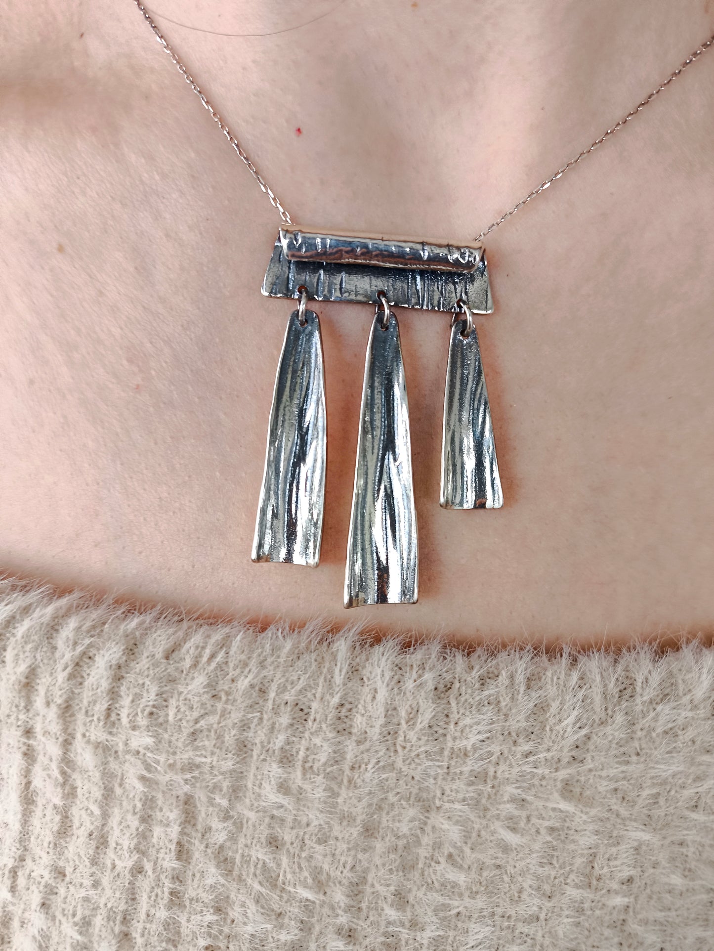 şelale kolye - doğadan ilham alan gümüş ve altın tasarım takı
