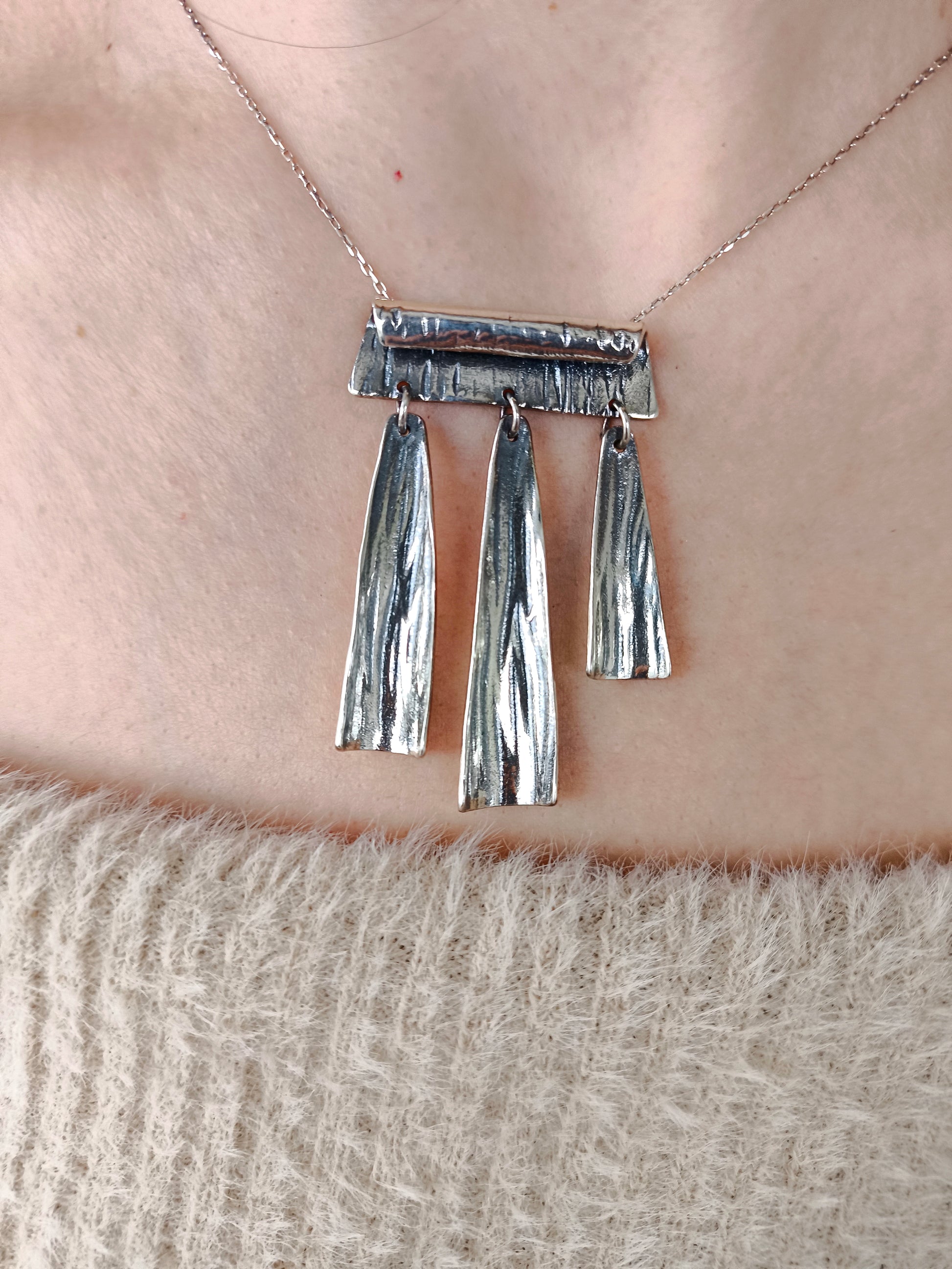 şelale kolye - doğadan ilham alan gümüş ve altın tasarım takı
