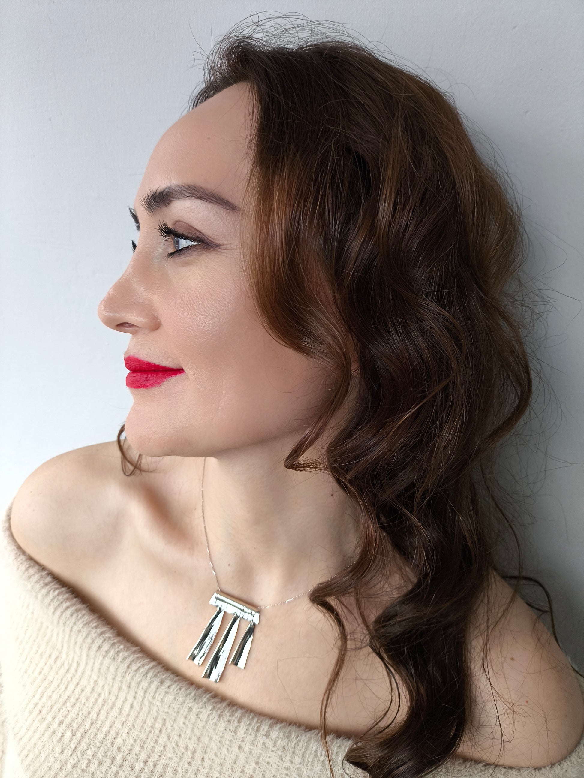 şelale kolye - doğadan ilham alan gümüş ve altın tasarım takı