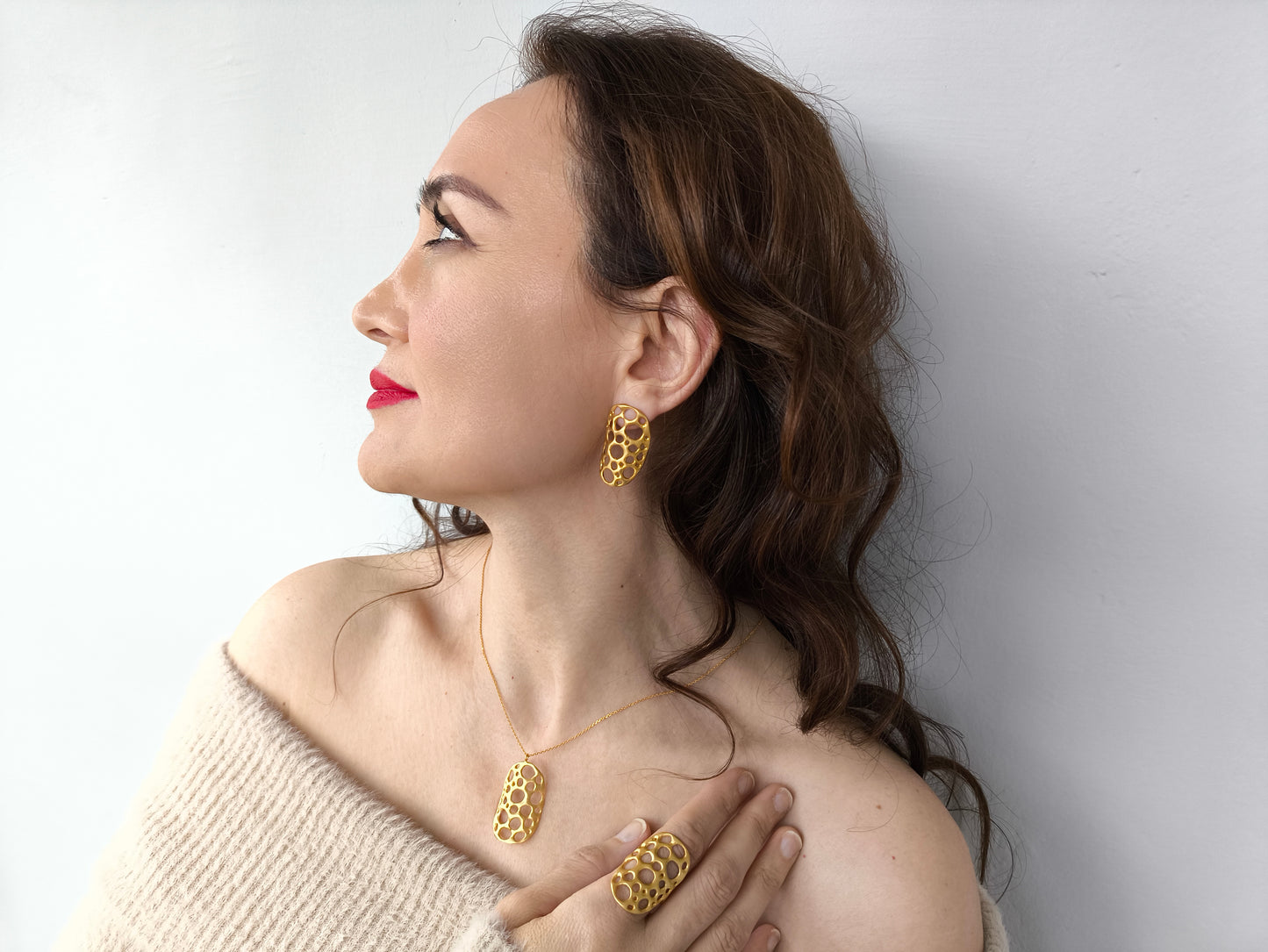 amorf ajurlu gümüş takı - su altı canlılarından ilham almış tasarım