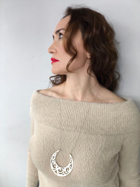 motif kolye - dantel desenli 925 ayar gümüş uzun kolye