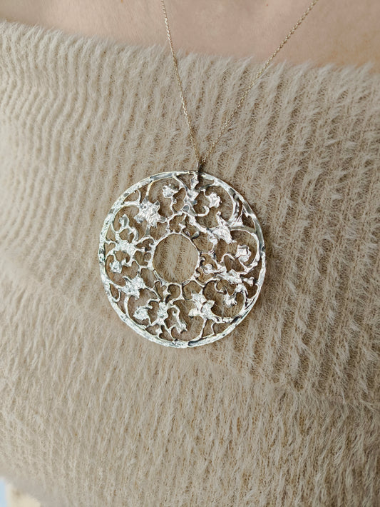 motif kolye 2 - dantel desenli 925 ayar gümüş el yapımı kolye