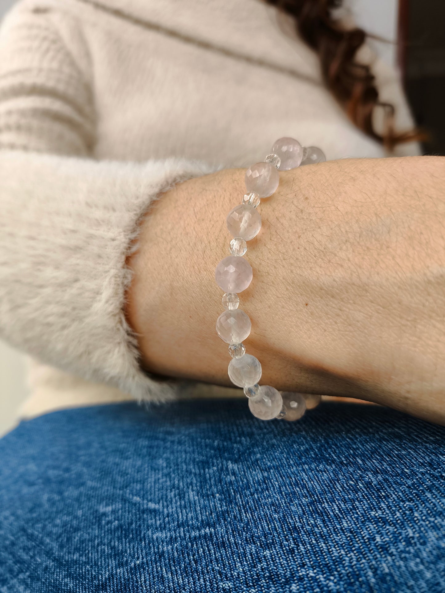 Pembe Kuvars Taşlı Bileklik