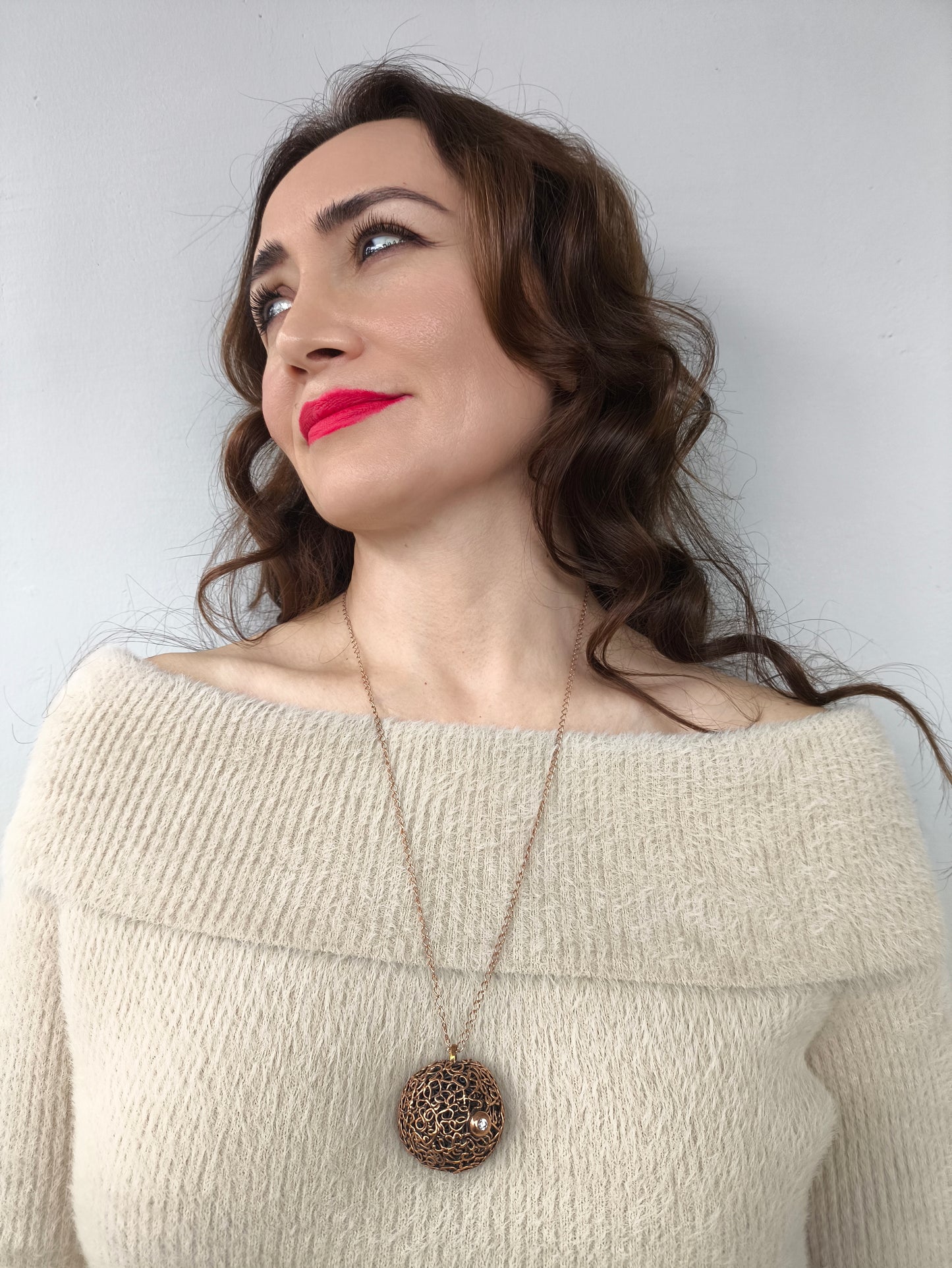 köstebek kolye - rose kaplama bakır kolye zirkon taşlı