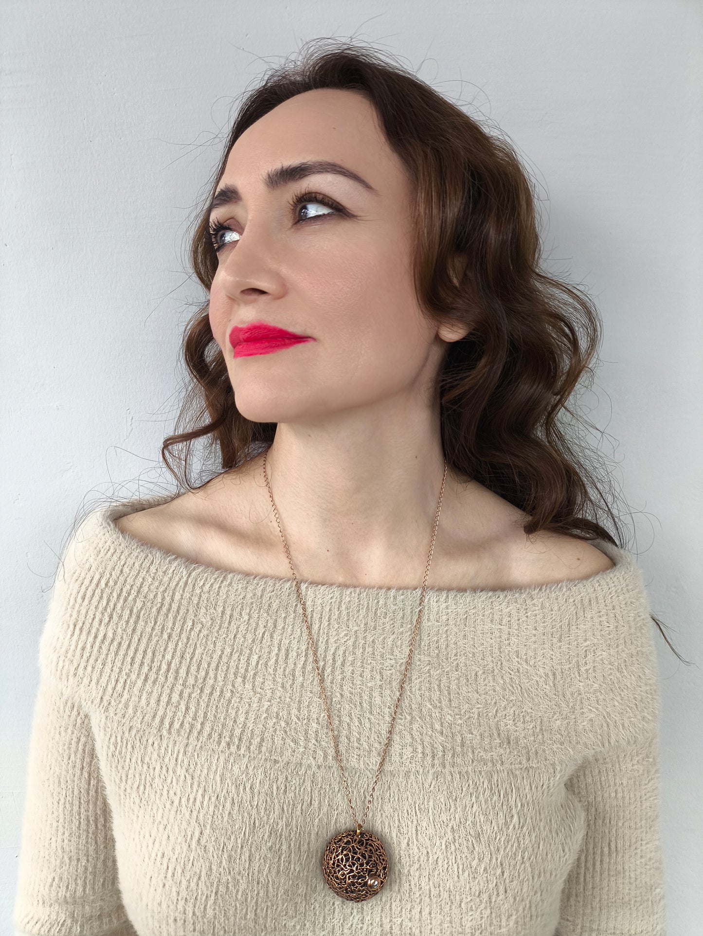 köstebek kolye - rose kaplama bakır kolye zirkon taşlı