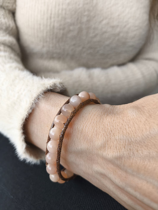 Şeftali Renkli Ay Taşı Bileklik