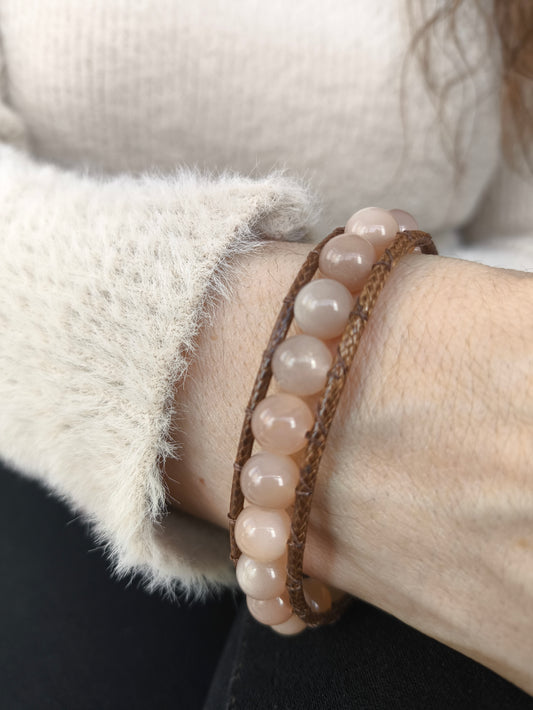 Şeftali Renkli Ay Taşı Bileklik