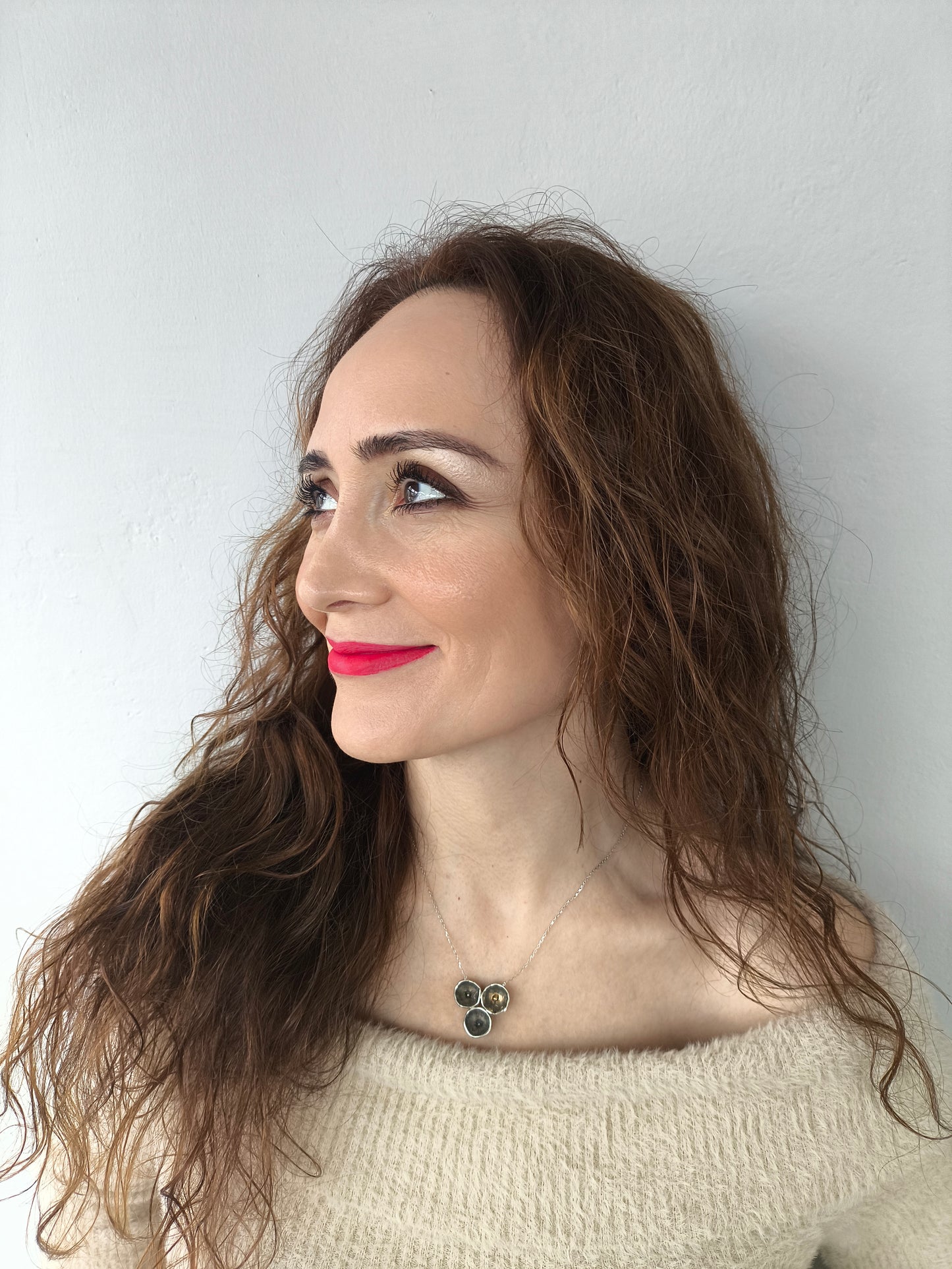 Three pod kolye lotus ilhamlı tasarım – 925 ayar çift yönlü gümüş kolye