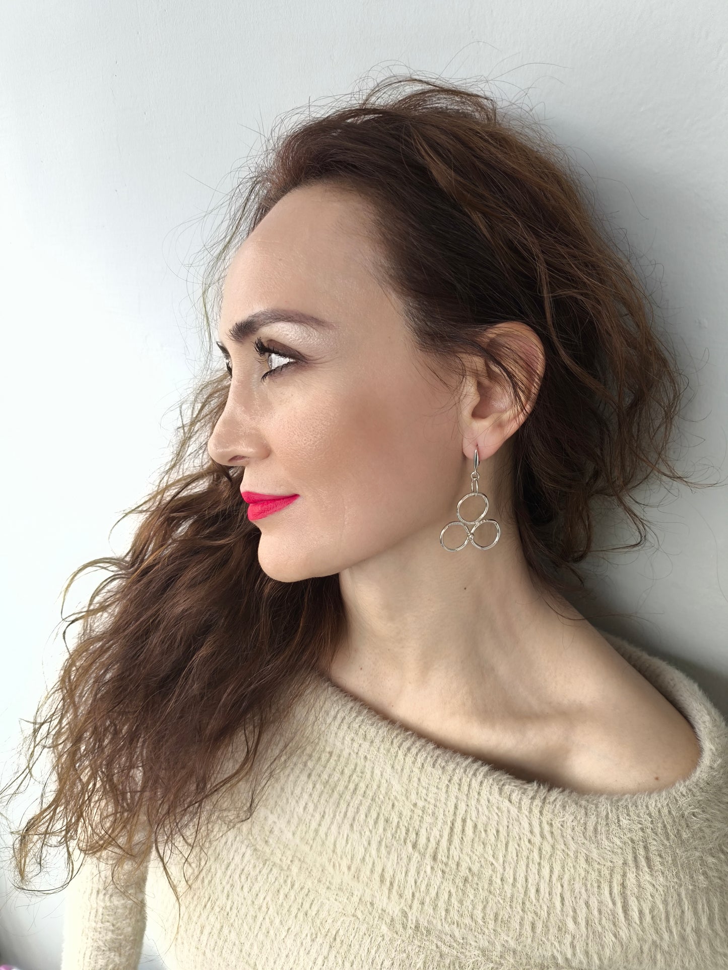 Üç Halka (Geçmiş, Bugün, Gelecek) Küpe Takımı