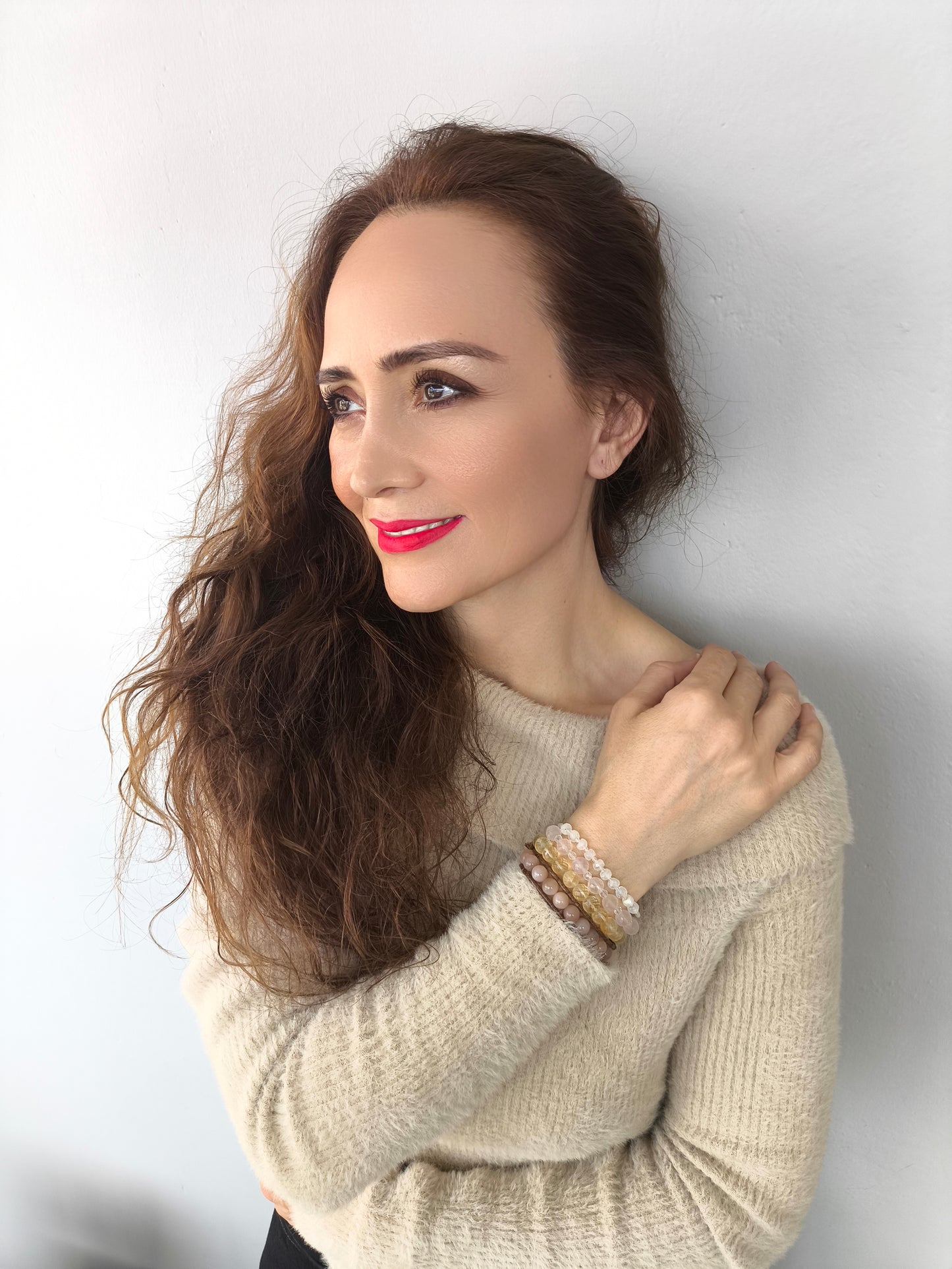 Pembe Kuvars Taşlı Bileklik