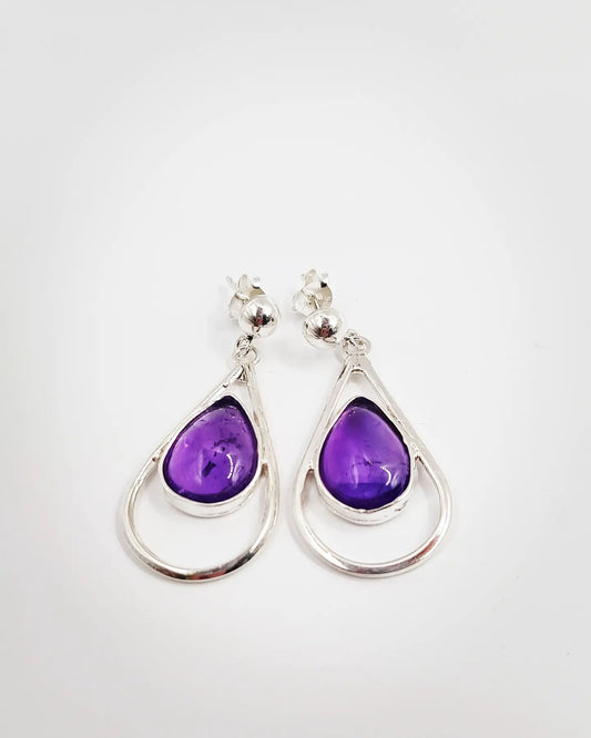 Ametist Taşlı Drop Küpe Takımı