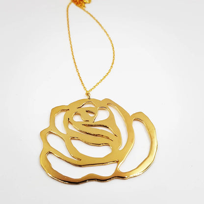 gül desen kolye – 22k altın kaplama yüksek frekanslı takı