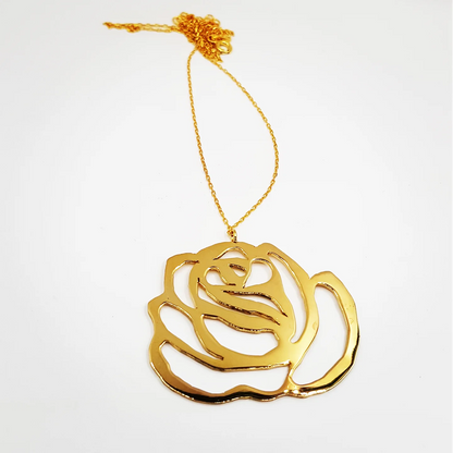 gül desen kolye – 22k altın kaplama yüksek frekanslı takı