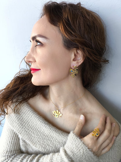 gönül gözü kolye - mevlana ilhamlı soğuk mine altın kaplama gümüş takı