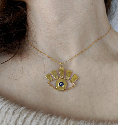 gönül gözü kolye - mevlana ilhamlı soğuk mine altın kaplama gümüş takı