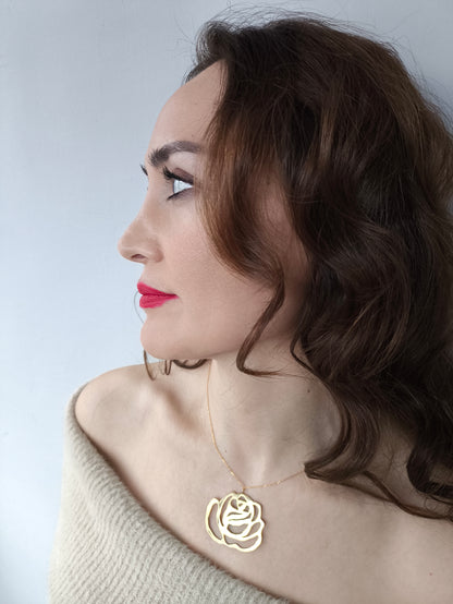 gül desen kolye – 22k altın kaplama yüksek frekanslı takı