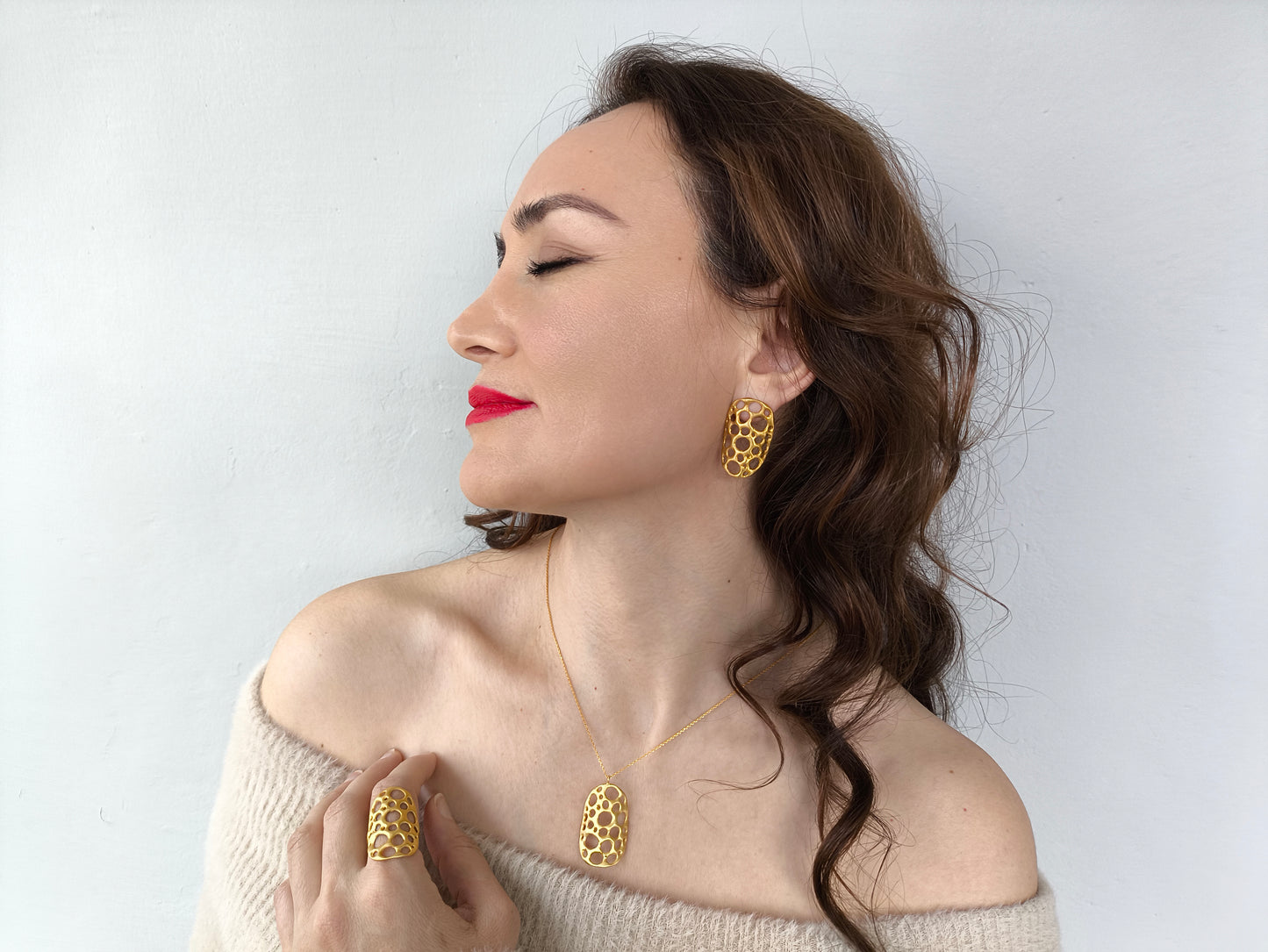 amorf ajurlu gümüş takı - su altı canlılarından ilham almış tasarım