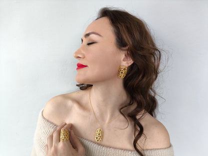 amorf ajurlu gümüş takı - su altı canlılarından ilham almış tasarım