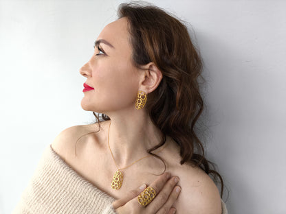 amorf ajurlu gümüş takı - su altı canlılarından ilham almış tasarım