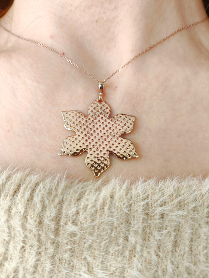 6 yapraklı çiçek kolye – 925 ayar gümüş spiritüel denge ve merkezlenme sembol